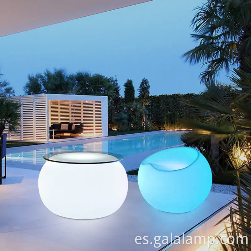 Silla redonda de iluminación LED moderna y mesa de mesa